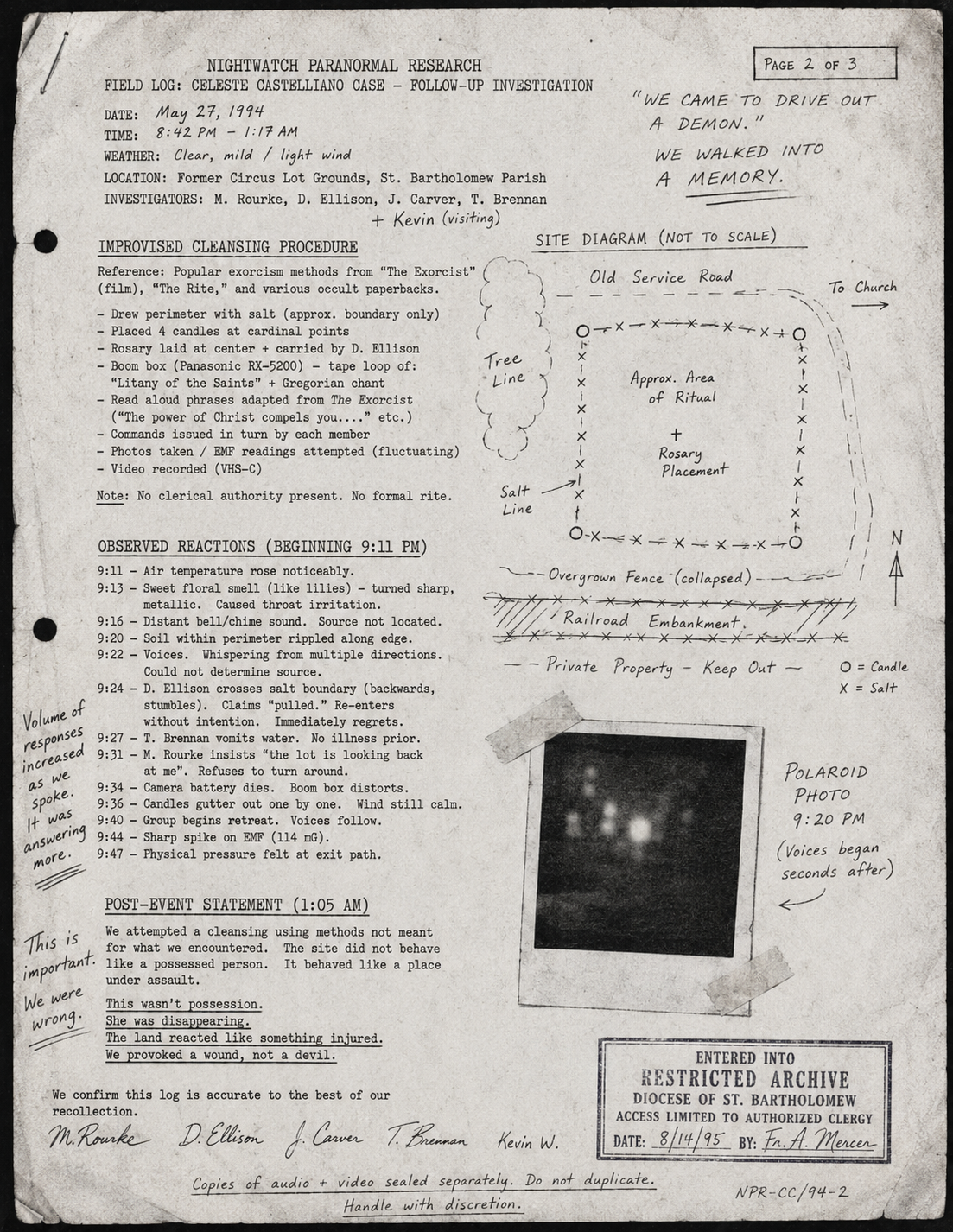 1990s exorcism attempt document 2